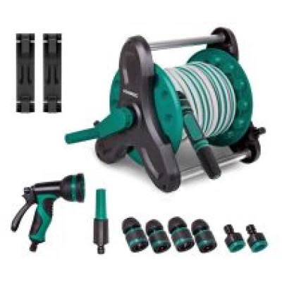 Hose reel set with 15m garden hose | Incl. 3 hand nozzles and couplings
