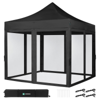Easy-Up Party Tent - 3x3 m  | Set incl. Mosquito Netting Sidewalls - Black