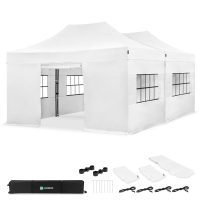  Party Tent - 6x4.5 m - Premium Easy-Up Party Tent | Set incl. 2x Tent, Sidewalls and Connection Kit - White
