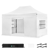 Party Tent - 3x4.5 m - Premium Easy-Up Party Tent | Set incl. Sidewalls – White