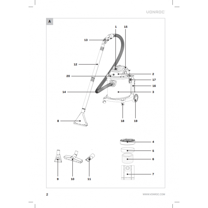 Del - Mattrengöringsslang och munstycksset VC509AC main product photo