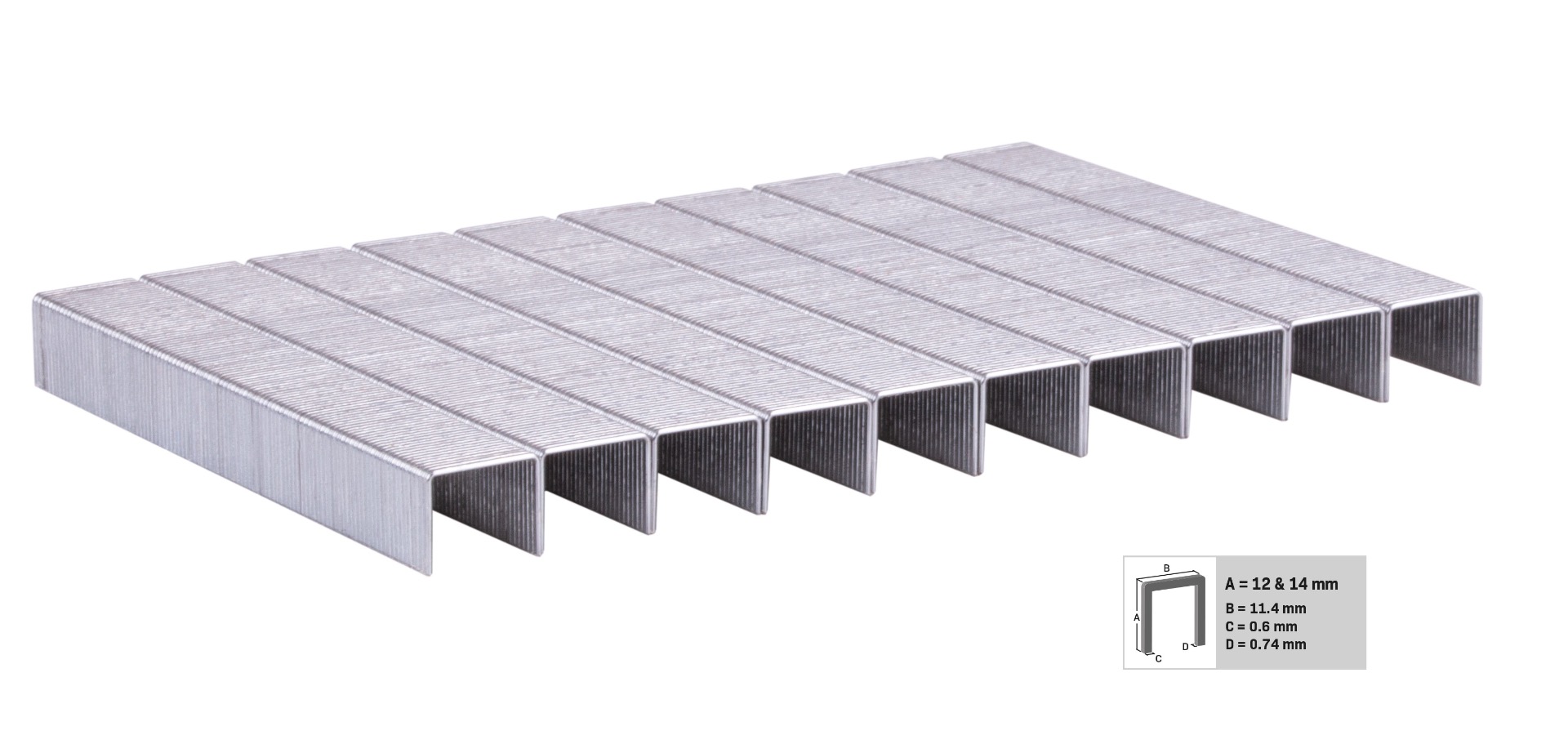 Häftklamrar 12mm & 14mm för elektrisk häftpistol - 1000st | Till ET502AC