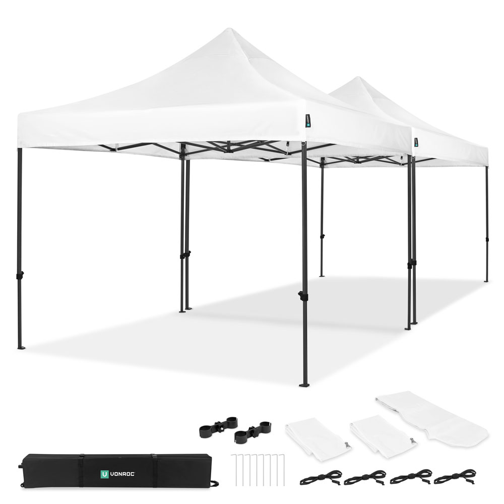 Easy-Up Partytält – 6x3 m | Set inkl. 2x Partytält och 1x Kopplingskit – Vit