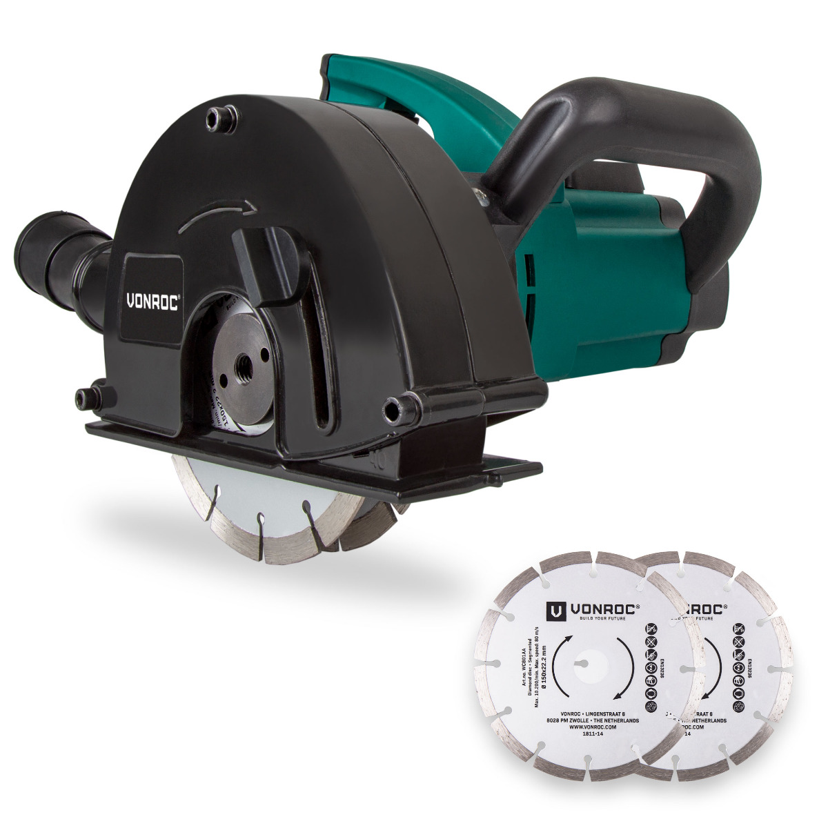 Betongspårfräs 1700W – 150mm | Inkl. 4 diamantskivor och verktygspåse