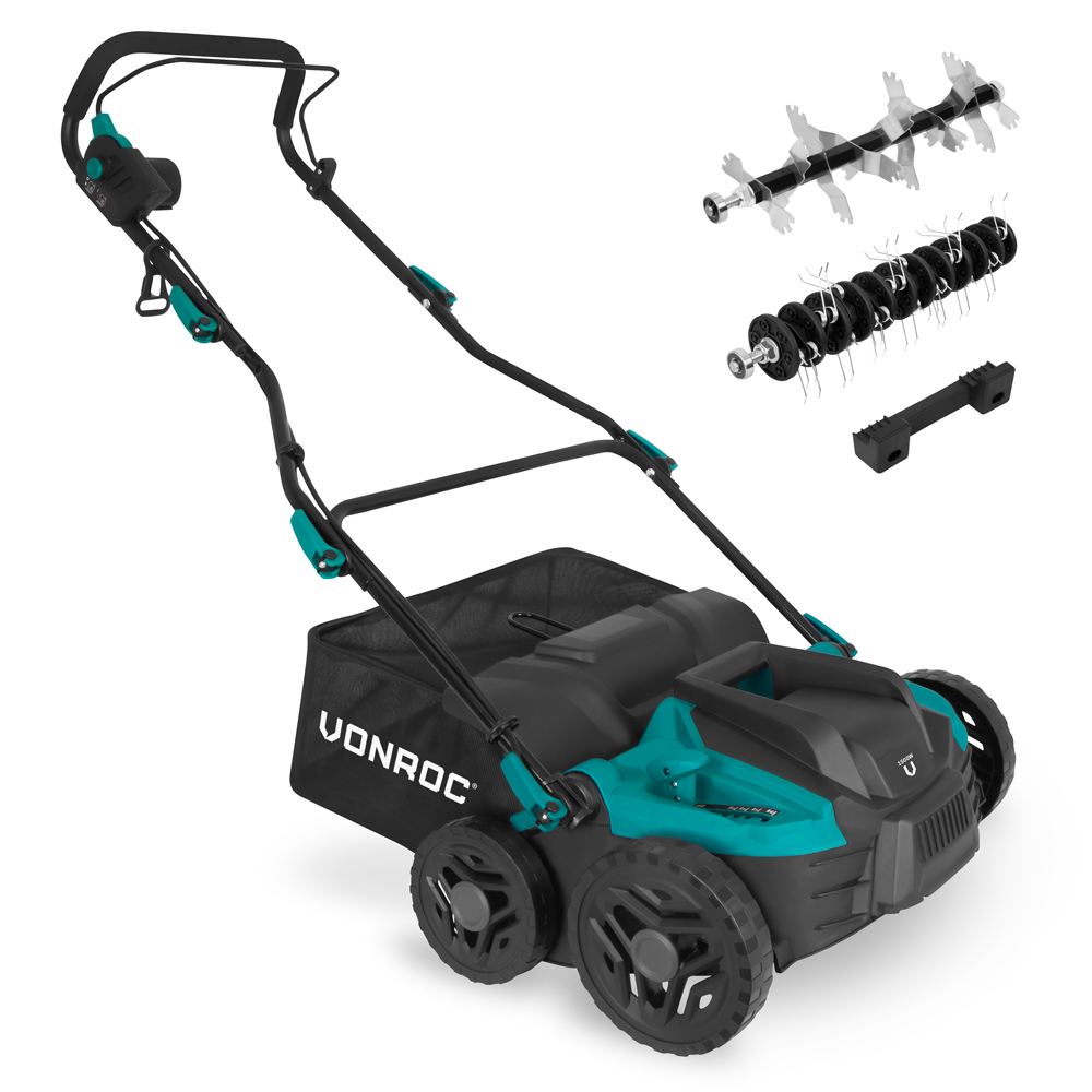 Vertikalskärare / Luftare 1500W – 36 cm | Inkl. 45L gräsuppsamlare